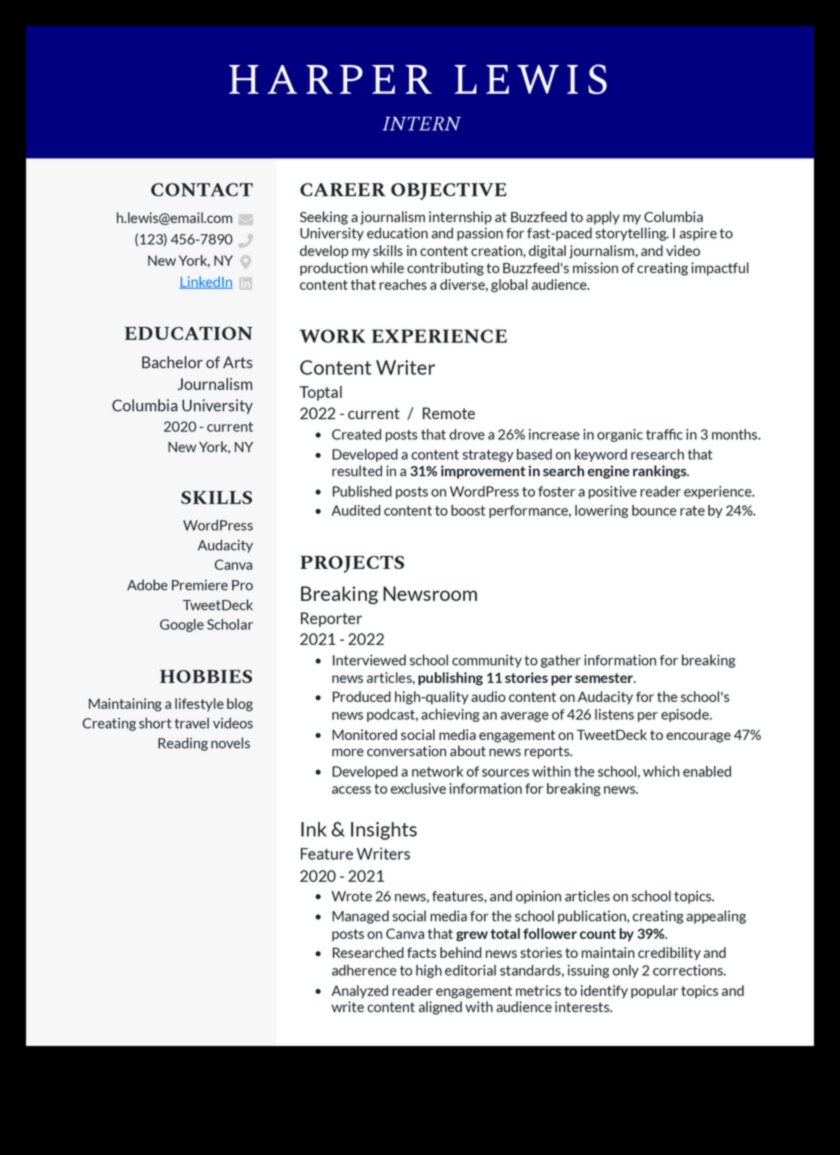 How to Write a Internship Resume That Land You the Job 1