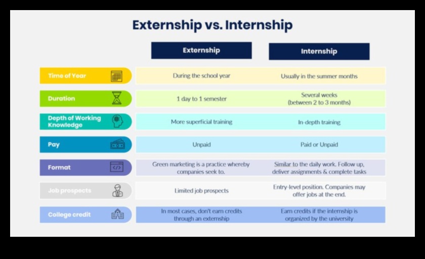 what is the difference between internship and externship